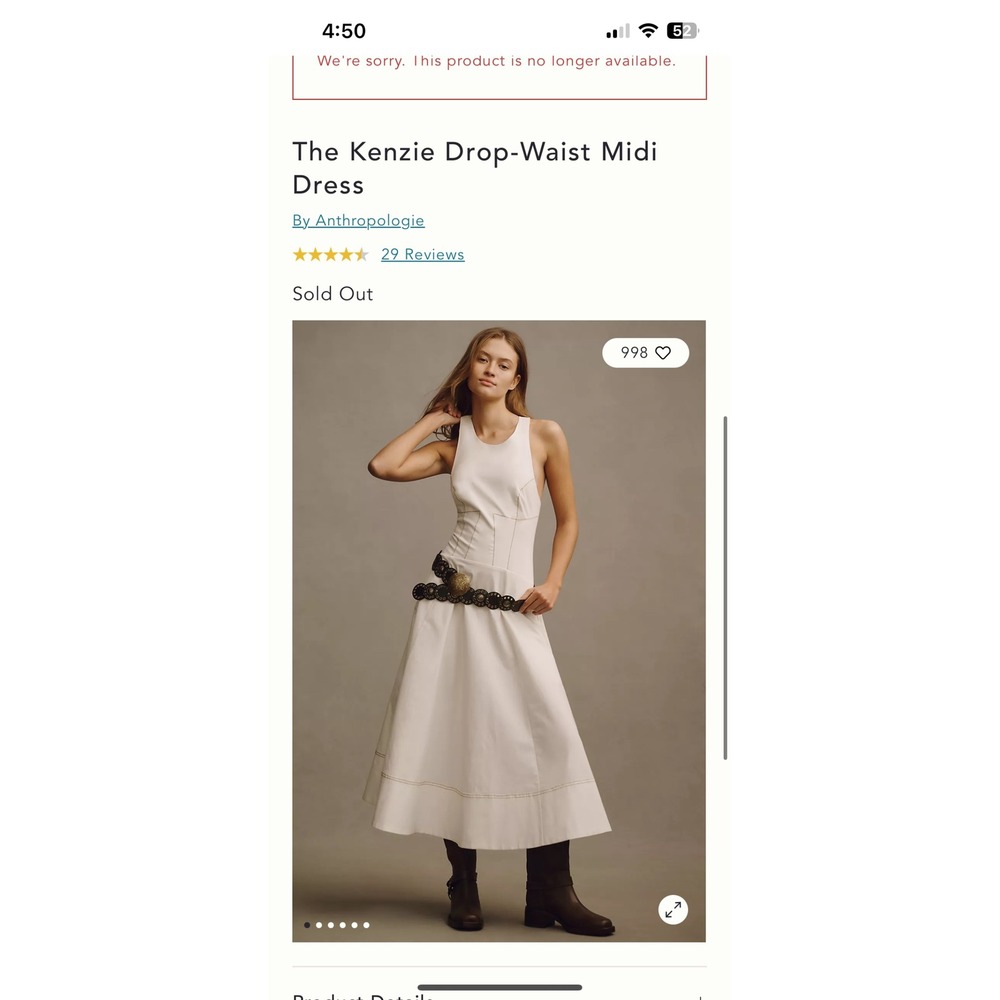 NWT Anthropologie The Kenzie Drop-Waist Midi Dress White Medium - Picture 3 of 9